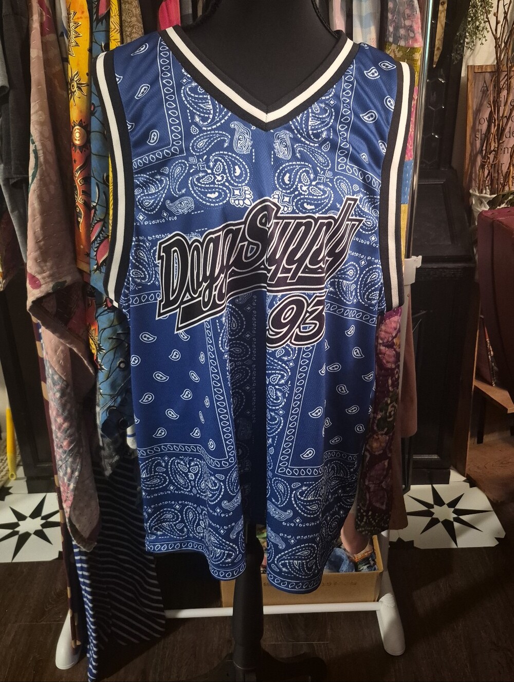 Dogg Supply 93 Blue Bandana-Print Mens Jersey Snoop Dogg